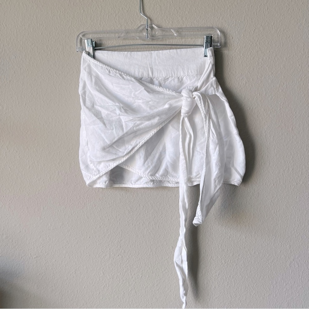 Helen Owen Linen Wrap Mini Skirt
